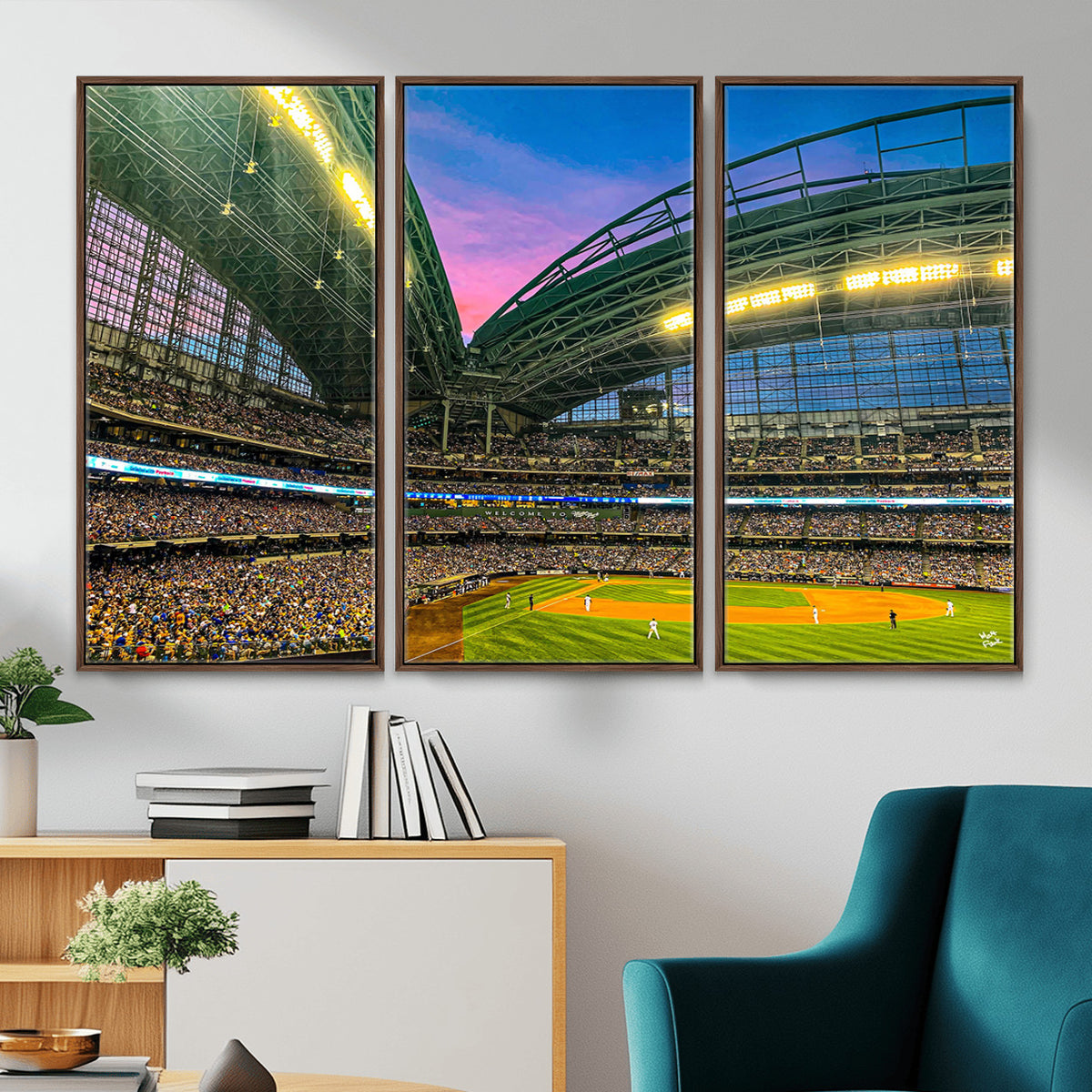 17006-MGV-CV-36X24 - Milwaukee Brewers Baseball Team Print Canvas, American Family Field Stadium Wall Art