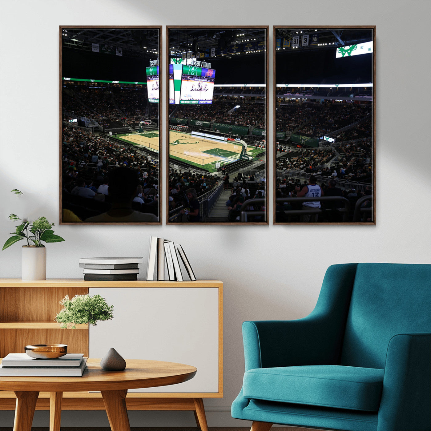MGV-FC-48X32-3P - Milwaukee Bucks Basketball Print - Fiserv Forum Stadium Wall Art Canvas Print