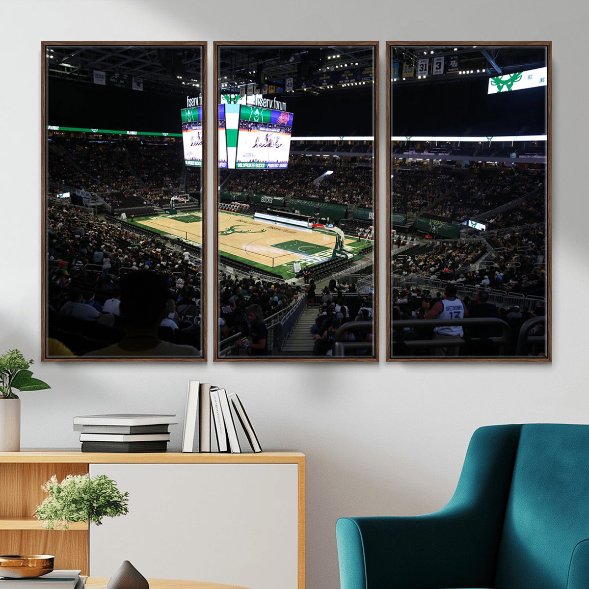 69882-MGV-CV-36X24 - Milwaukee Bucks Basketball Print, Fiserv Forum Stadium Wall Art