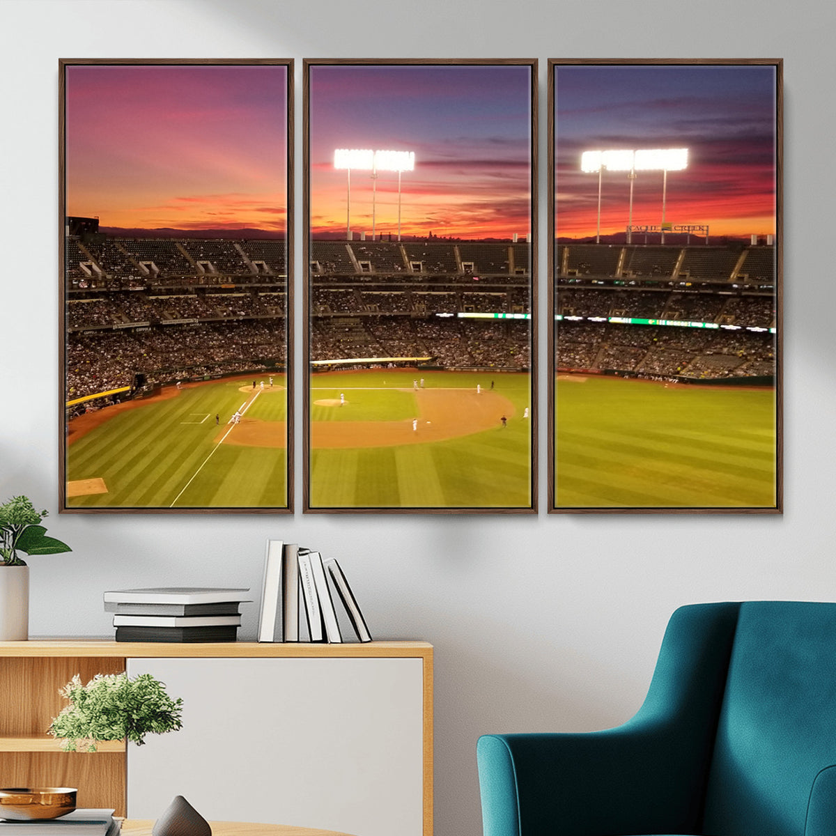73718-MGV-CV-36X24 - Oakland Athletics Baseball Team Print, Oakland Coliseum