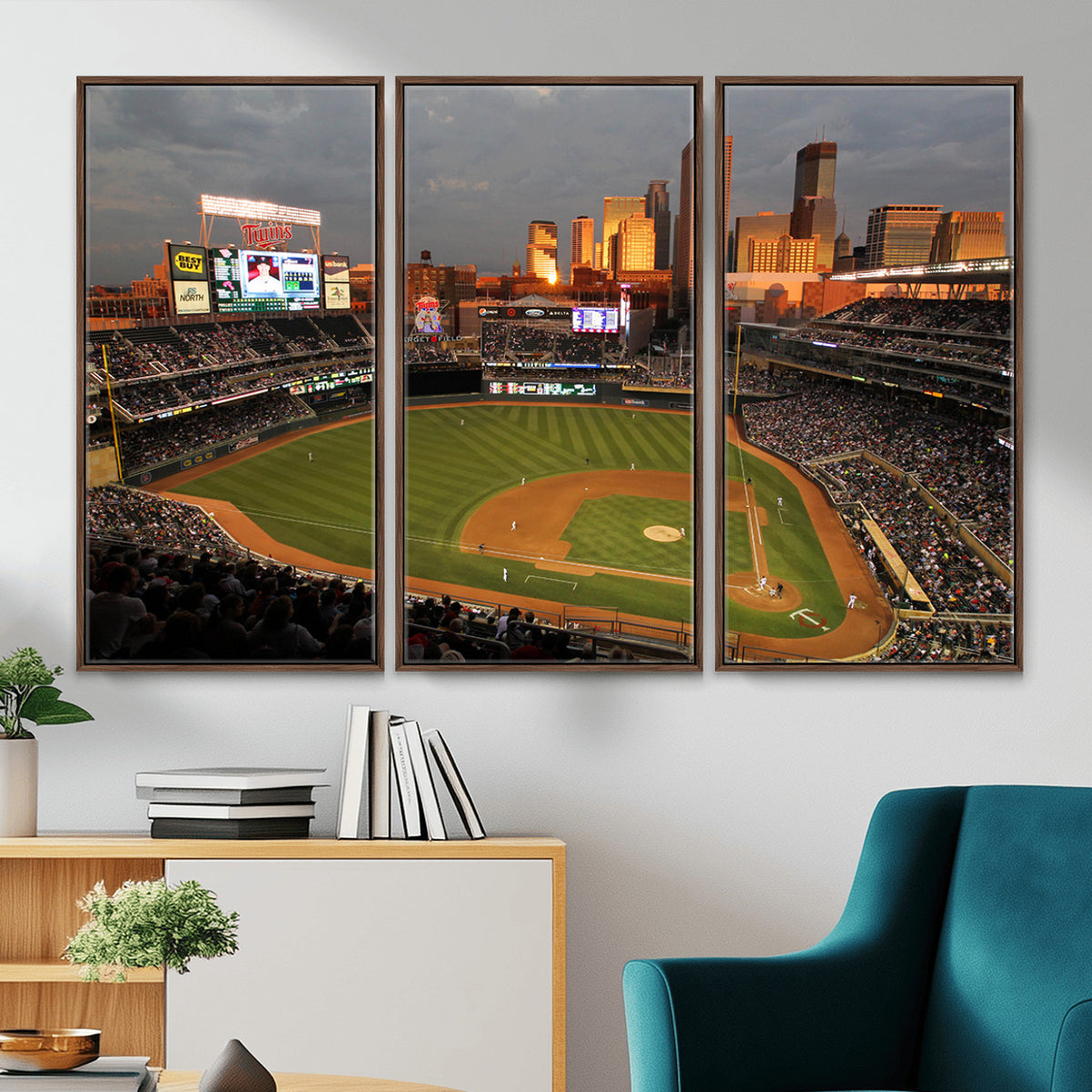 99822-MGV-CV-36X24 - Minnesota Twins Baseball Team Print, Minneapolis Target Field Stadium Wall Art