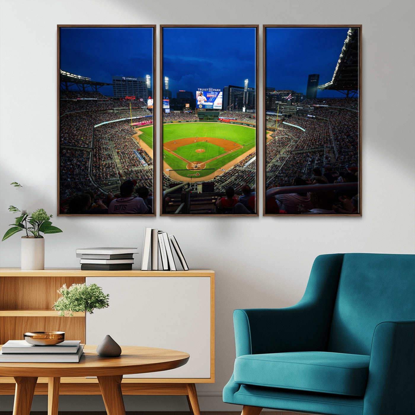 MGV-FC-48X32-3P - Truist Park Night Game Canvas Art - Atlanta Braves Stadium Wall Art Canvas