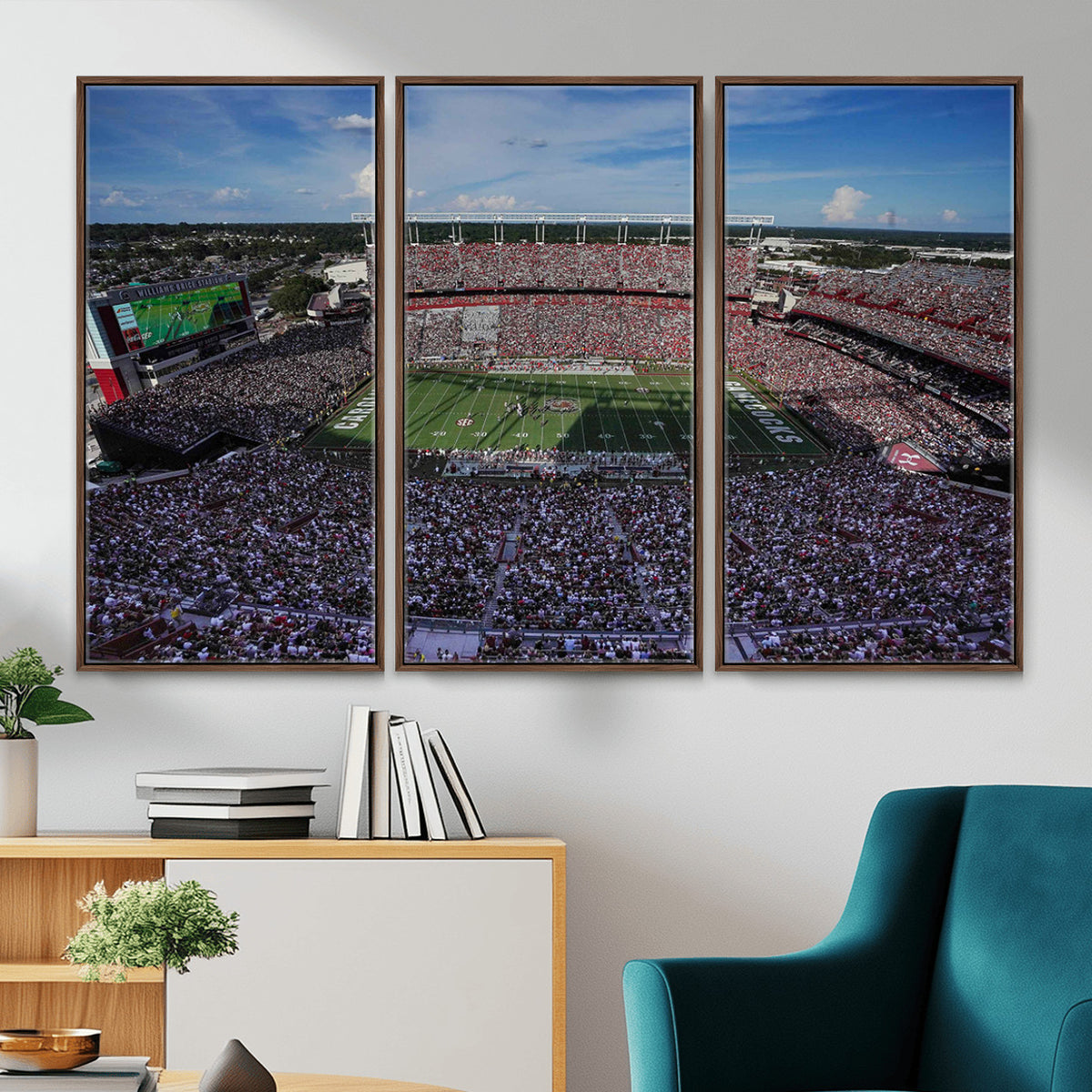83382-MGV-CV-36X24 - South Carolina Gamecocks Football Team Print, Columbia Williams-Brice Stadium Wall Art