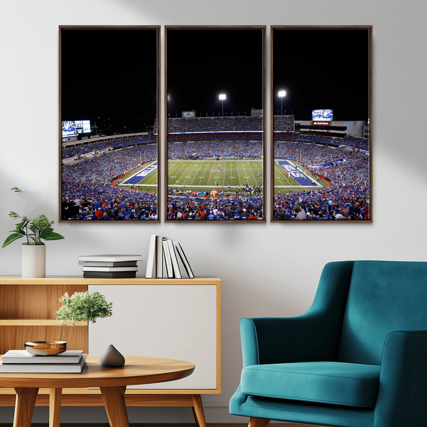 MGV-FC-48X32-3P - Buffalo Bills Wall Art - Buffalo Bills Stadium Canvas Print, Perfect Sports Decor for Living Rooms,