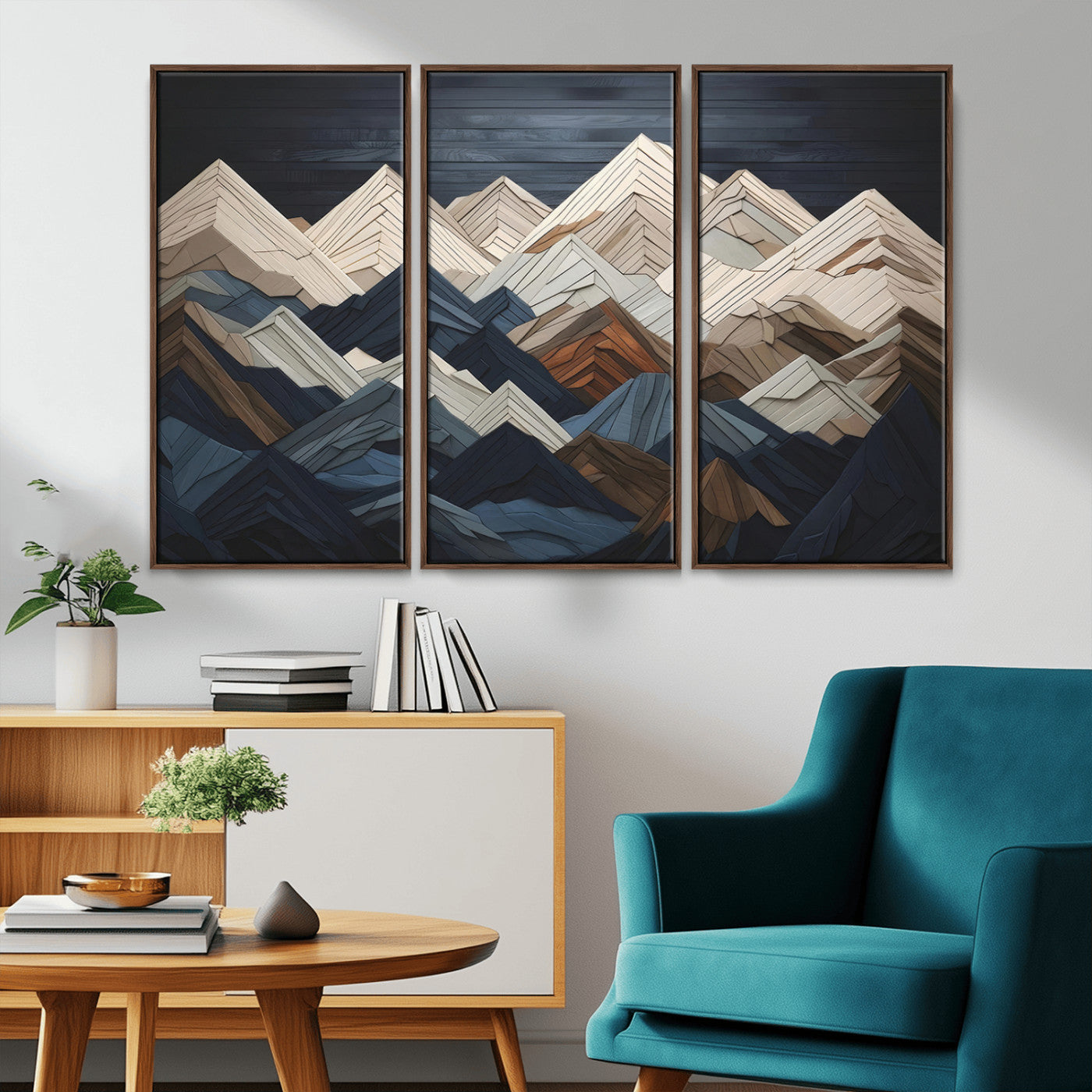 MGV-FC-48X32-3P - Wood Mountain Wall Art | Mountain Canvas Print Wood Decor | Ready to Hang for Cabin Decor