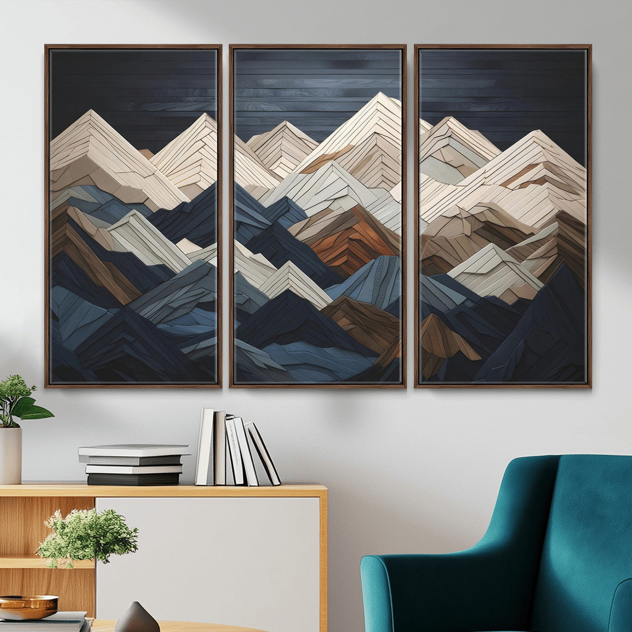 12896-MGV-CV-36X24 - Wood Mountain Wall Art | Mountain Canvas Print Wood Decor | Ready to Hang for Cabin Decor
