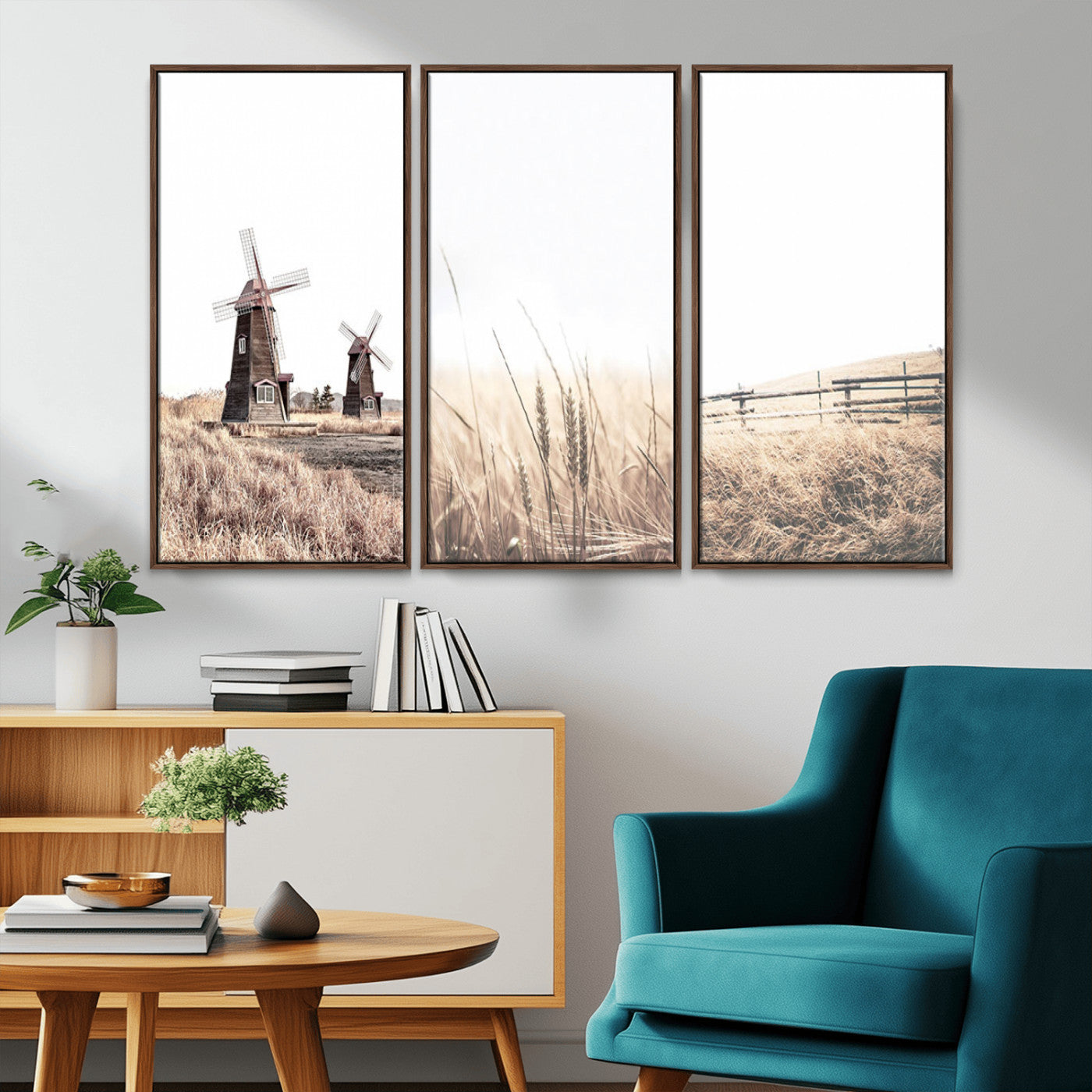 MGV-FC-48X32-3P - Farm Prints Set, Set of 3 Farmhouse Wall Art, Country House Decor, Barn Print, Wheat Print,