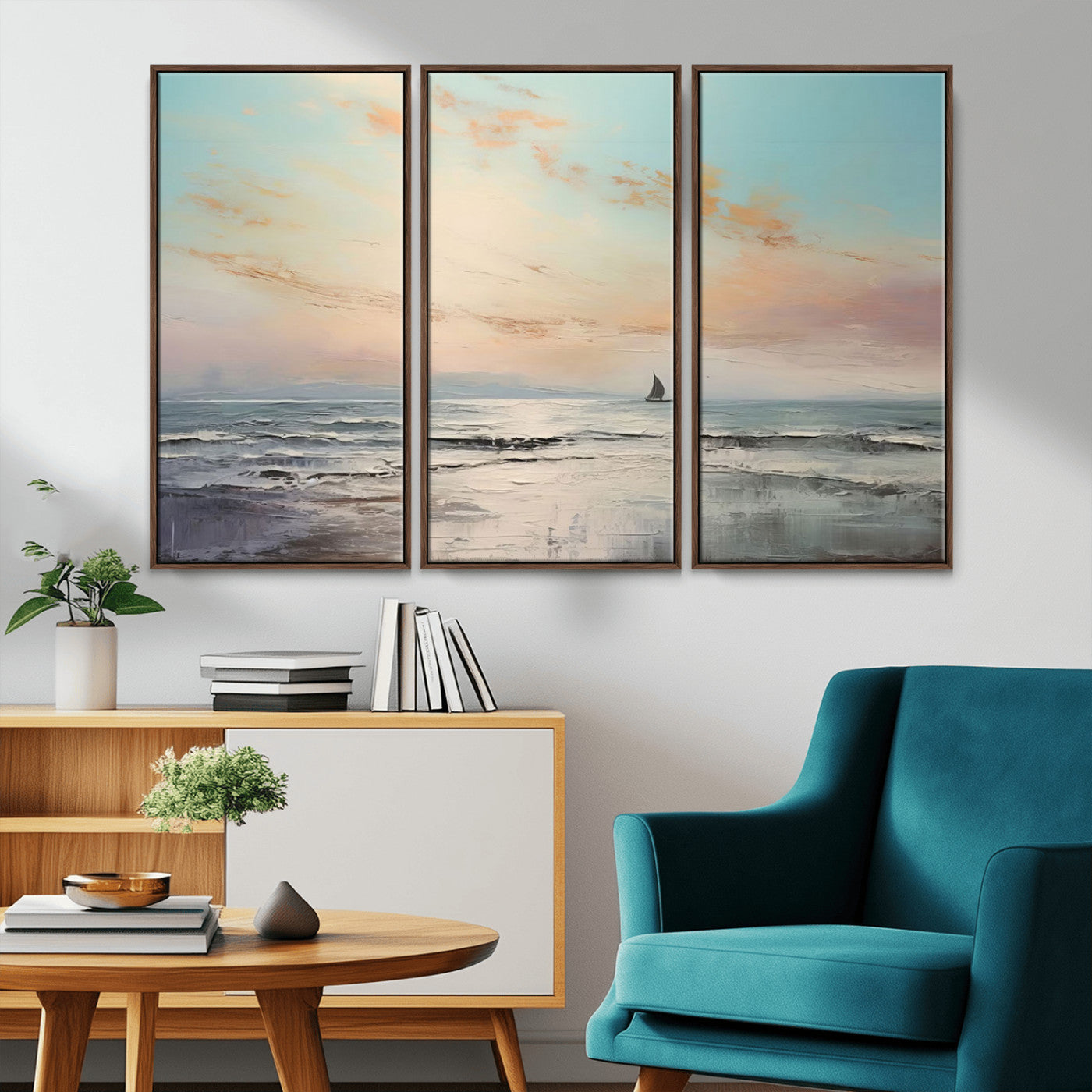 MGV-FC-48X32-3P - Abstract Ocean Wall Art -  Boat Wall Art Canvas Print