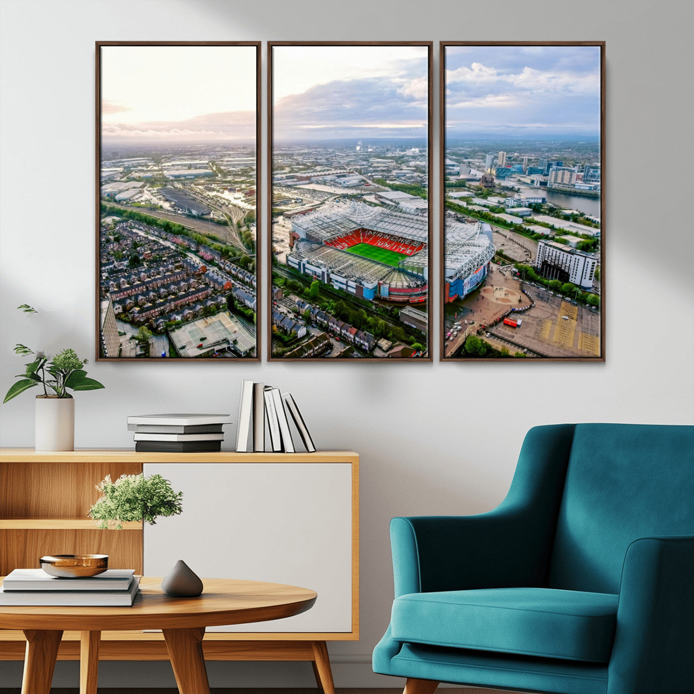 MGV-FC-48X32-3P - Old Trafford Manchester United Stadium Wall Art Canvas Print - Aerial View Stadium, Old Trafford