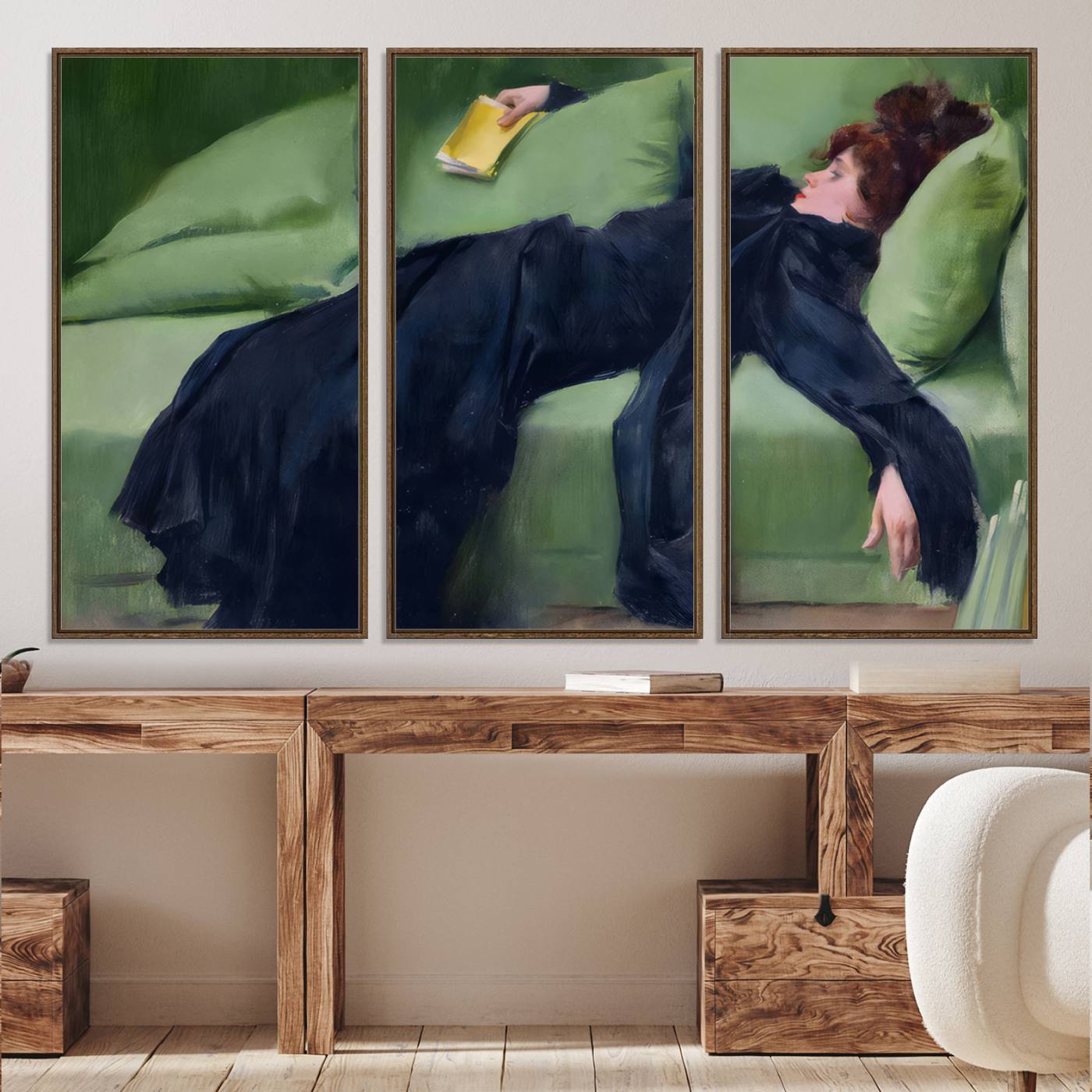 17725-MGV-CV-30X20-Decadent Girl by Ramon Casas Wall Art Canvas Print, Framed Decadent Girl Canvas Print