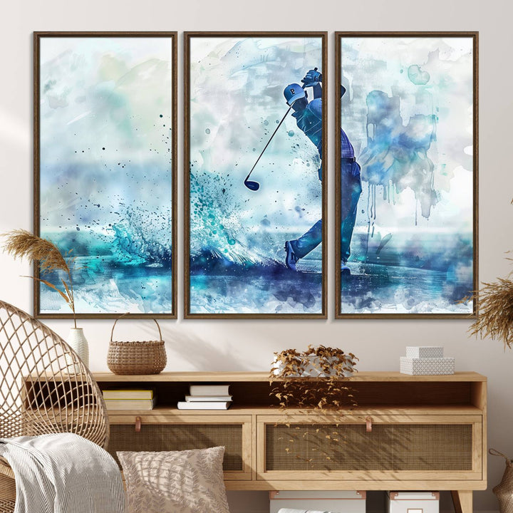 Golf Swing Wall Art Canvas Print, a sports-inspired watercolor decor.