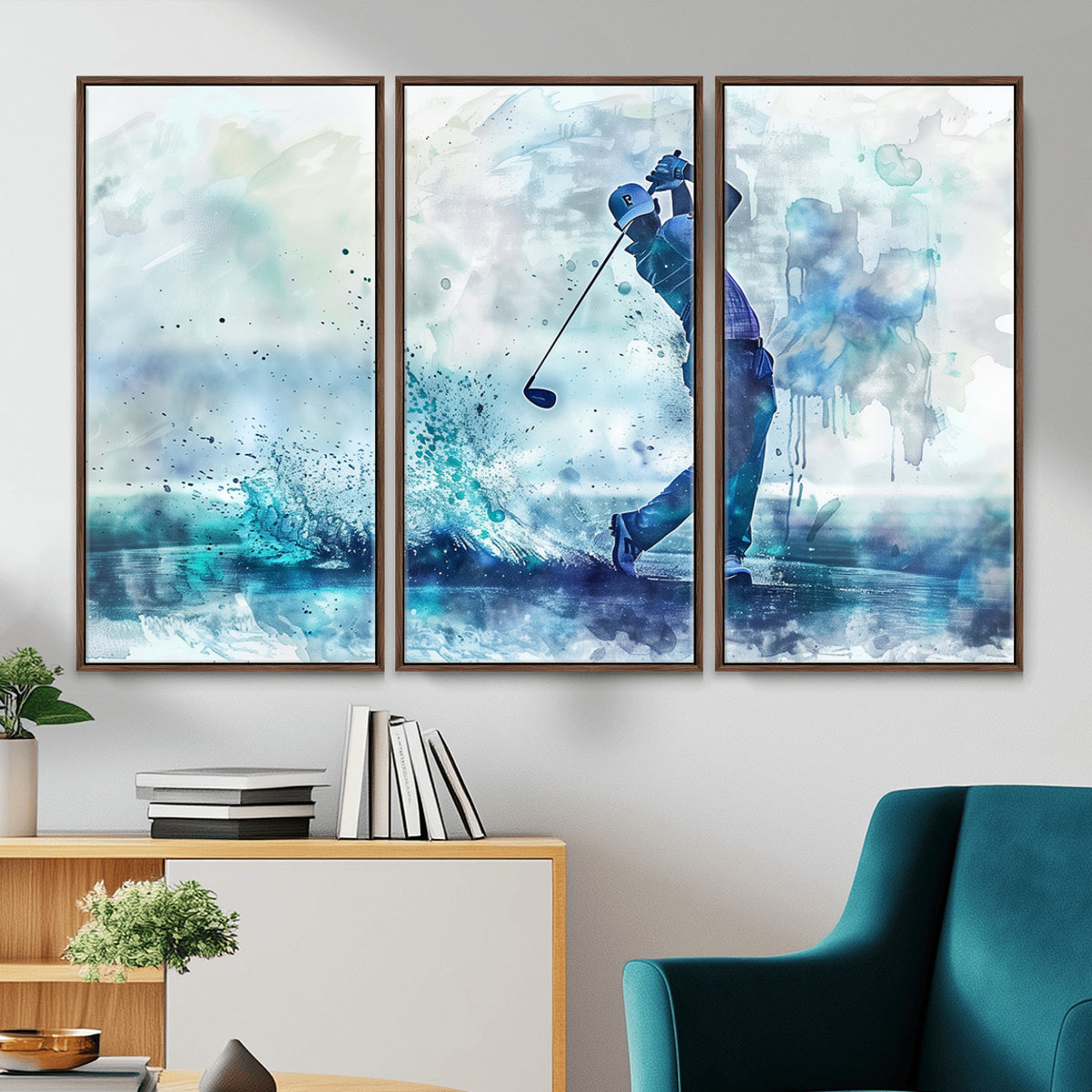 45328-MGV-CV-36X24 - Watercolor Abstract Golf Swing Wall Art Canvas Print