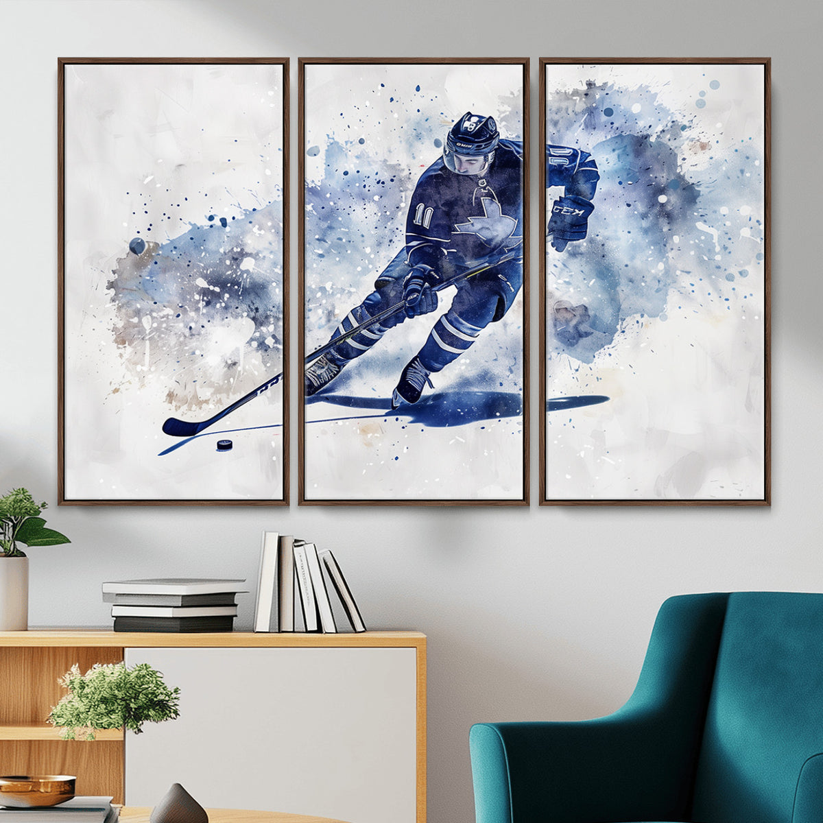 39795-MGV-CV-36X24 - Hockey Player Wall Art Canvas Print