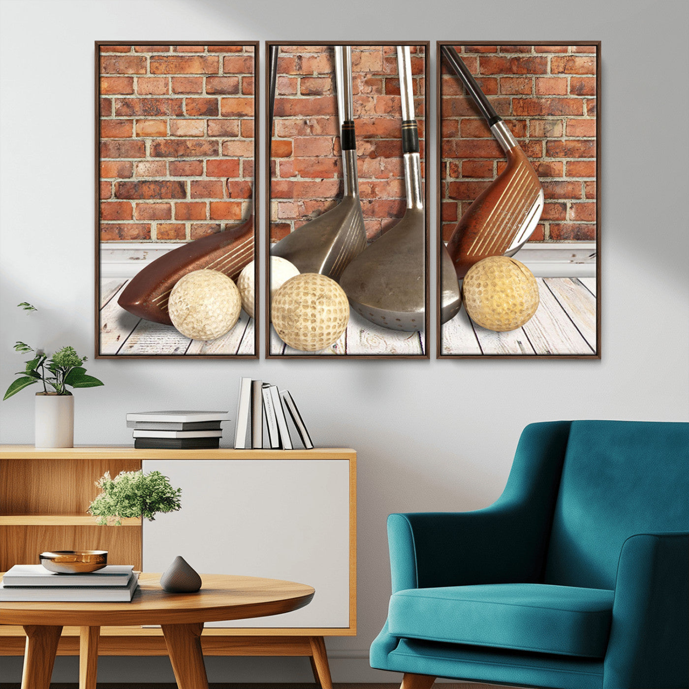 MGV-FC-48X32-3P - Vintage Golf Ball Wall Art Canvas Print | Golf Decor for Man Cave or Office | Ready to Hang and