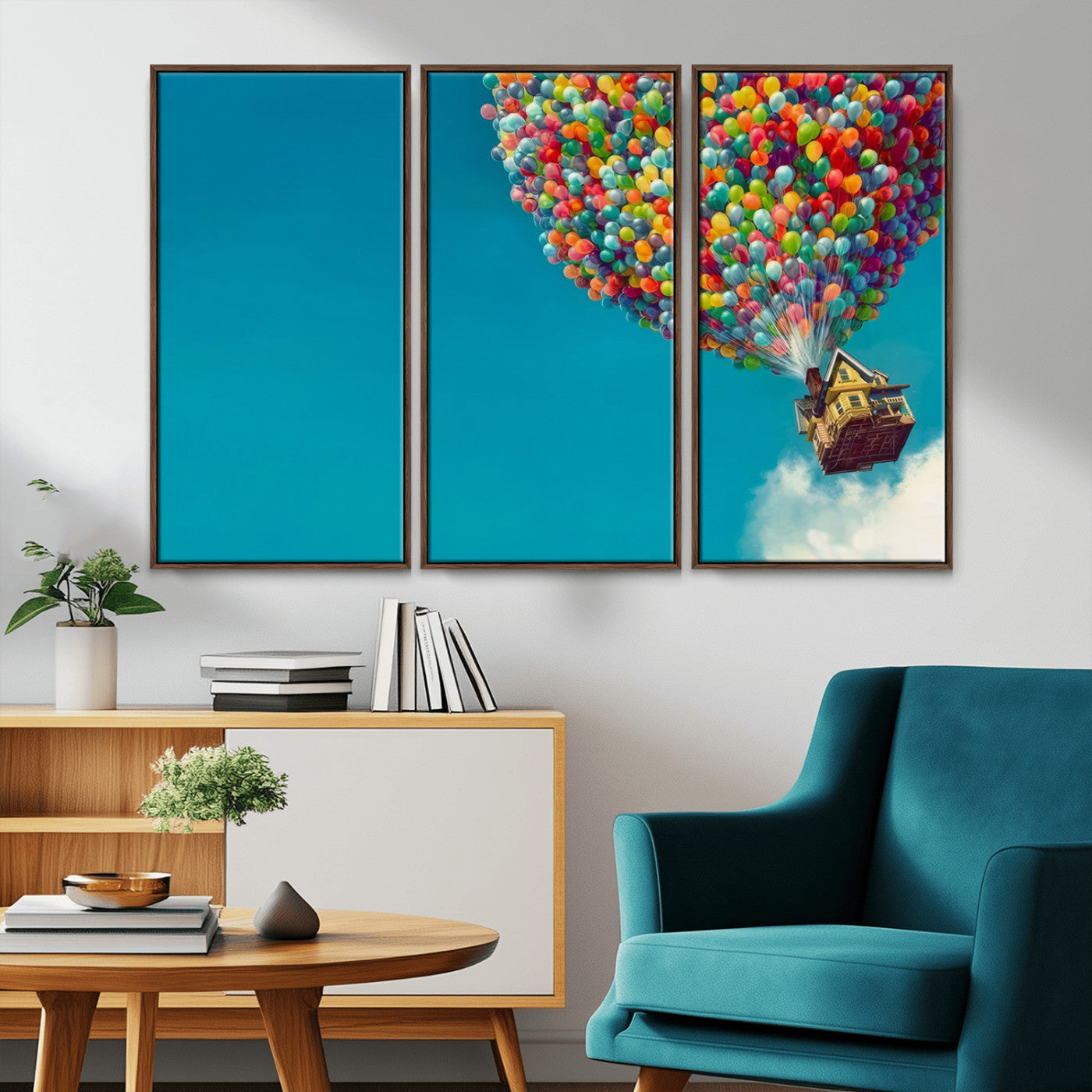 MGV-FC-48X32-3P - Carl Fredricksen, Up Movie Wall Art, Colorful Balloon House Art | Whimsical Wall Decor for Living