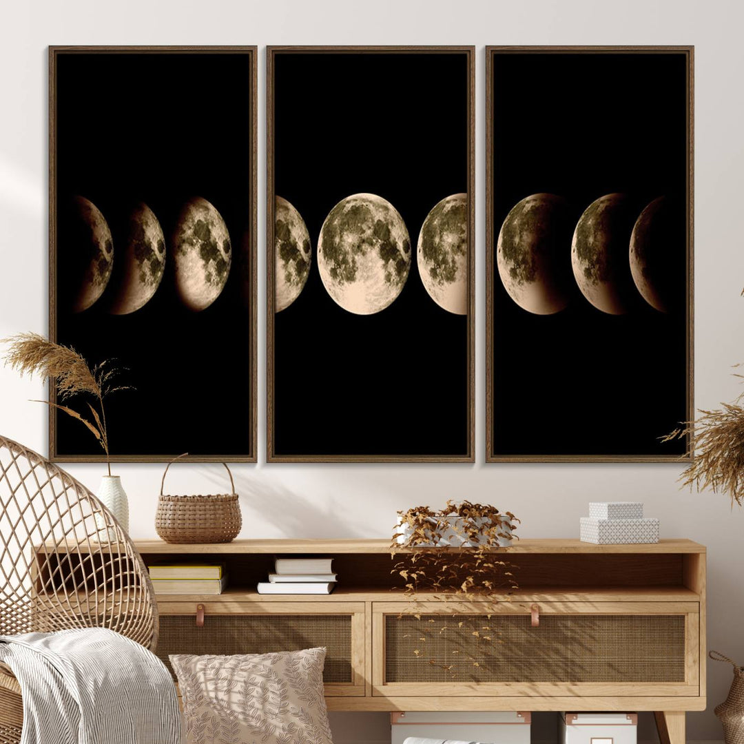 Phases of the Moon canvas print, ideal for lunar sequence decor.