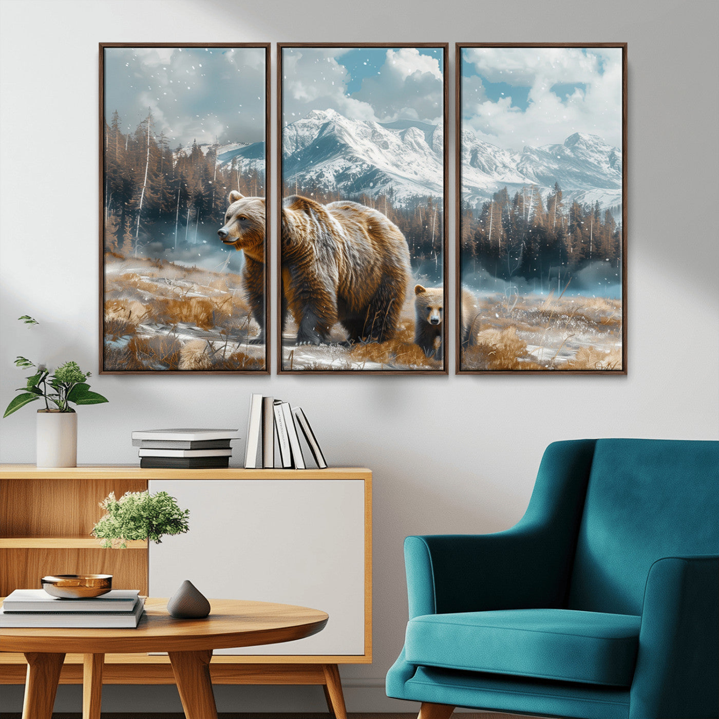MGV-FC-48X32-3P - Bear and Baby Bear Wall Art Canvas Print