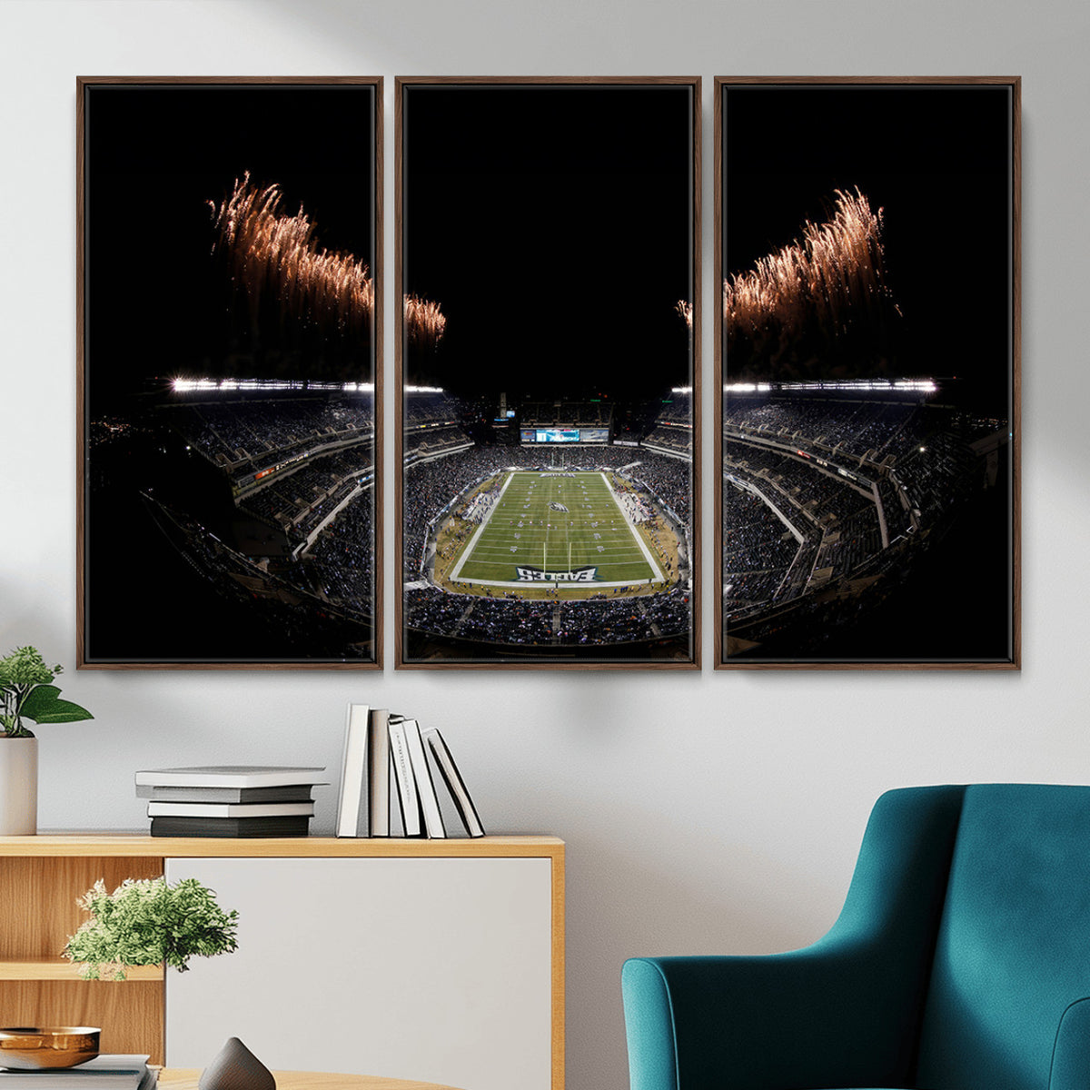 89680-MGV-CV-36X24 - Eagles Field Stadium Wall Art, Philadelphia Eagles Football, Framed and Ready to Hang