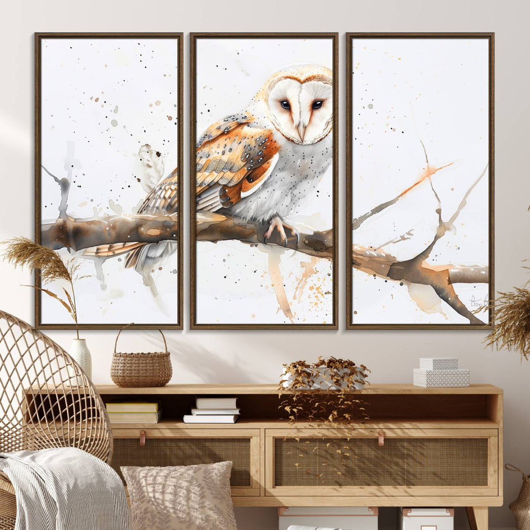 Nature enthusiasts will love the Barn Owl Wall Art on Branch, a stunning canvas print that is ready to hang and beautifully framed.