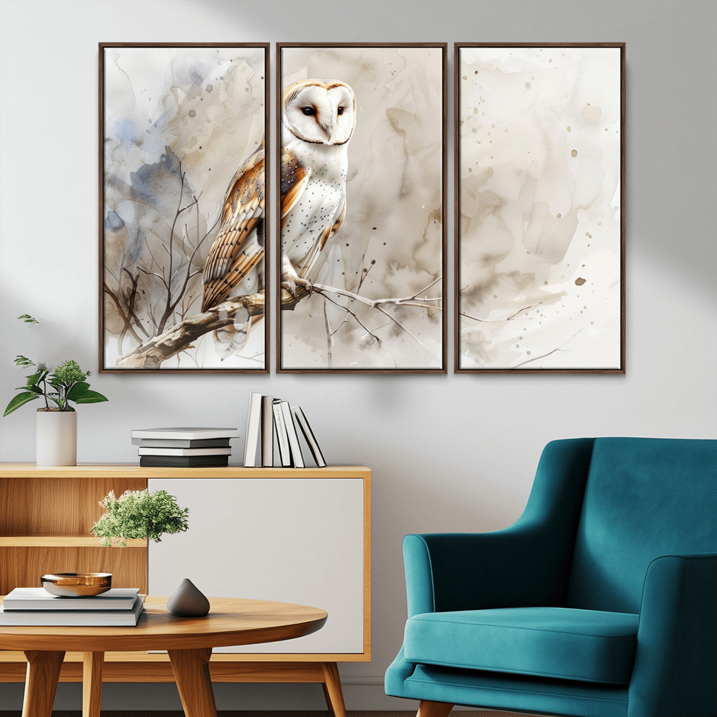 MGV-FC-48X32-3P - Barn Owl Wall Art | Watercolor Canvas Print | Perfect for Farmhouse Wall Decor | Ready to Hang