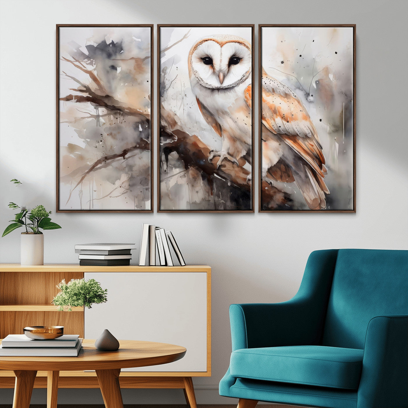 MGV-FC-48X32-3P - Barn Owl Wall Art | Watercolor Barn Owl Canvas Print | Perfect for Farmhouse Wall Decor | Ready to