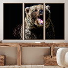17625-MGV-CV-36X24-Grizzly Bear Canvas Print | Wildlife Wall Art for Cabin Decor | Ready to Hang Framed