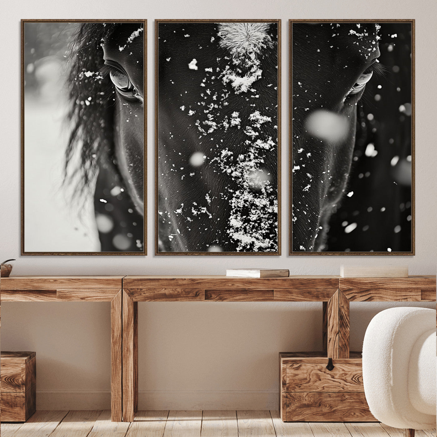 73281-MGV-CV-36X24-Winter Horse Snow Wall Art Canvas Print
