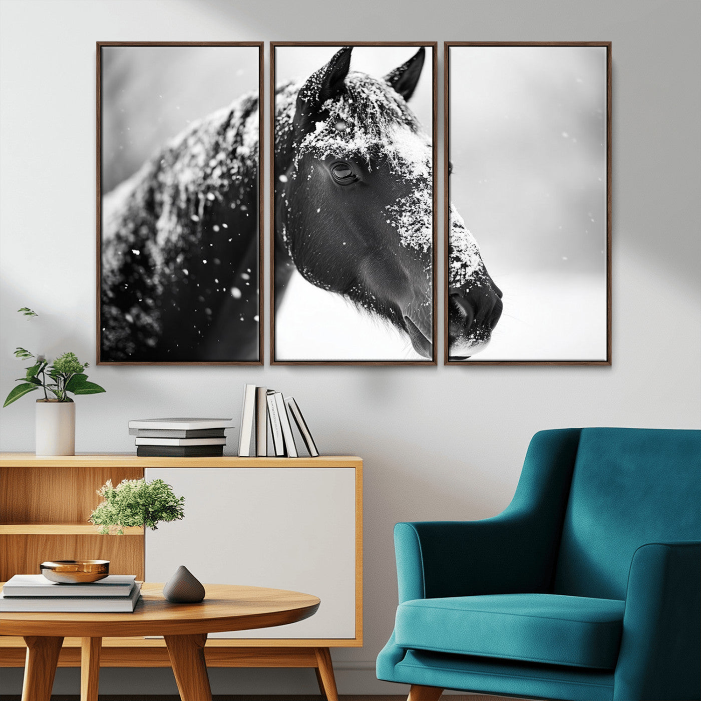 MGV-FC-48X32-3P - Horse Canvas Print - Winter Horse Snow Wall Art Canvas Print