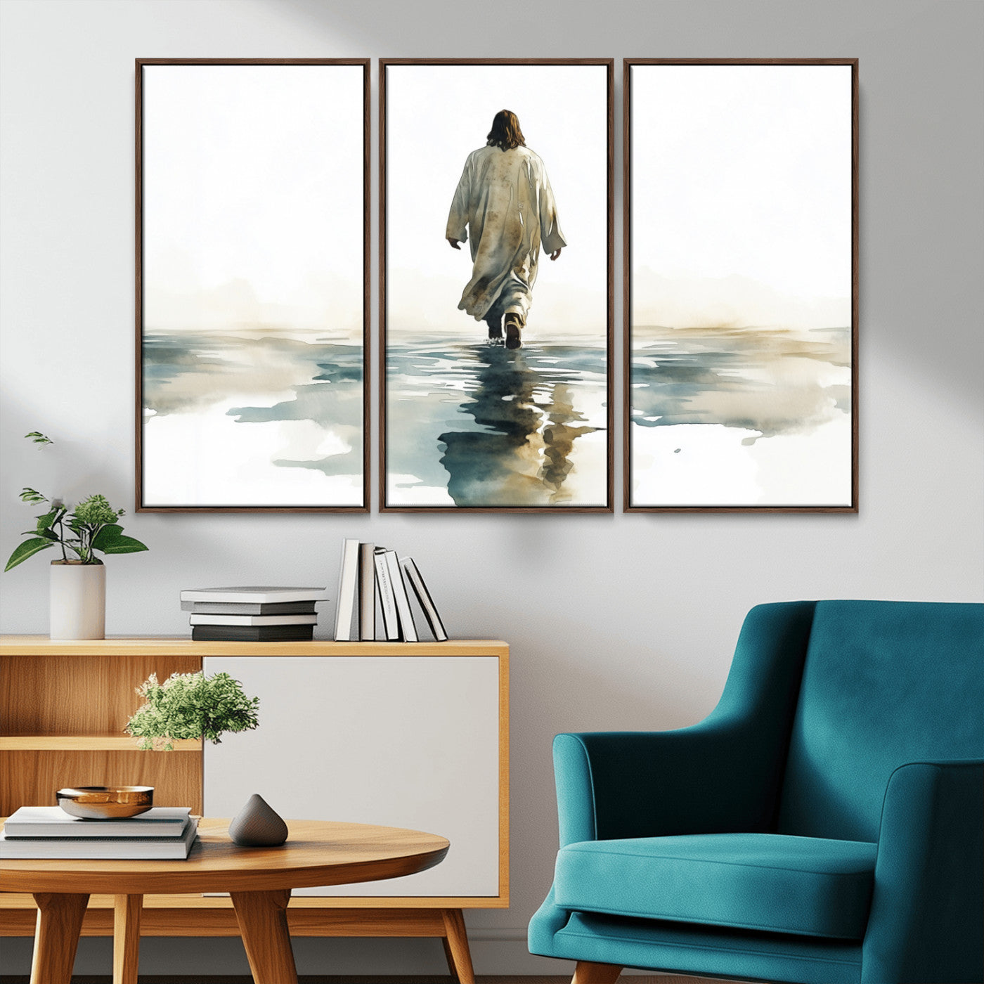 MGV-FC-48X32-3P - Abstract Jesus Wall Art Canvas Print, Christian Wall Art, Jesus Christ Walking