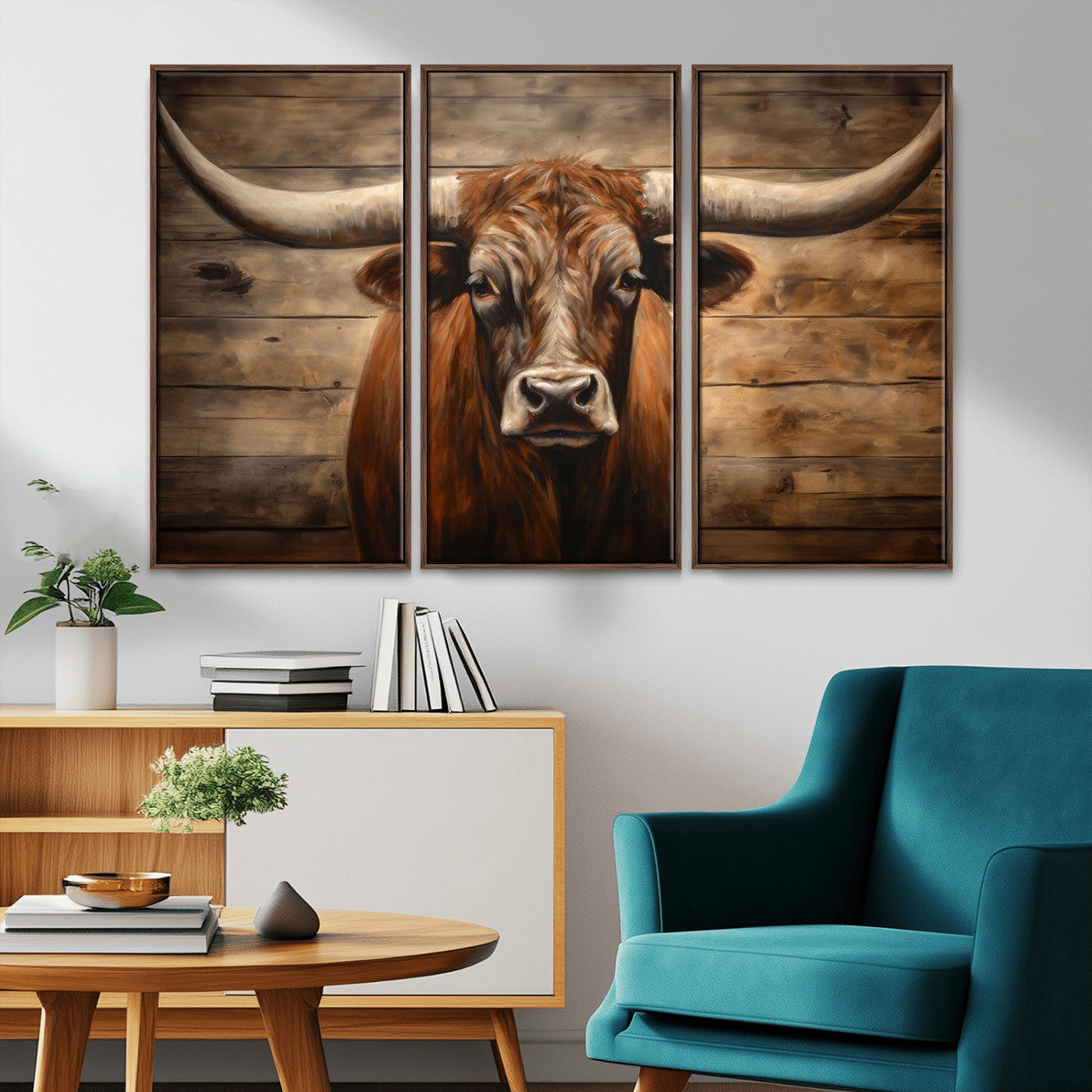 77556-MGV-CV-36X24-Longhorn Bull Wall Art | Canvas Print | Ready to Hang | Rustic Farmhouse Wall Decor | Western Barn