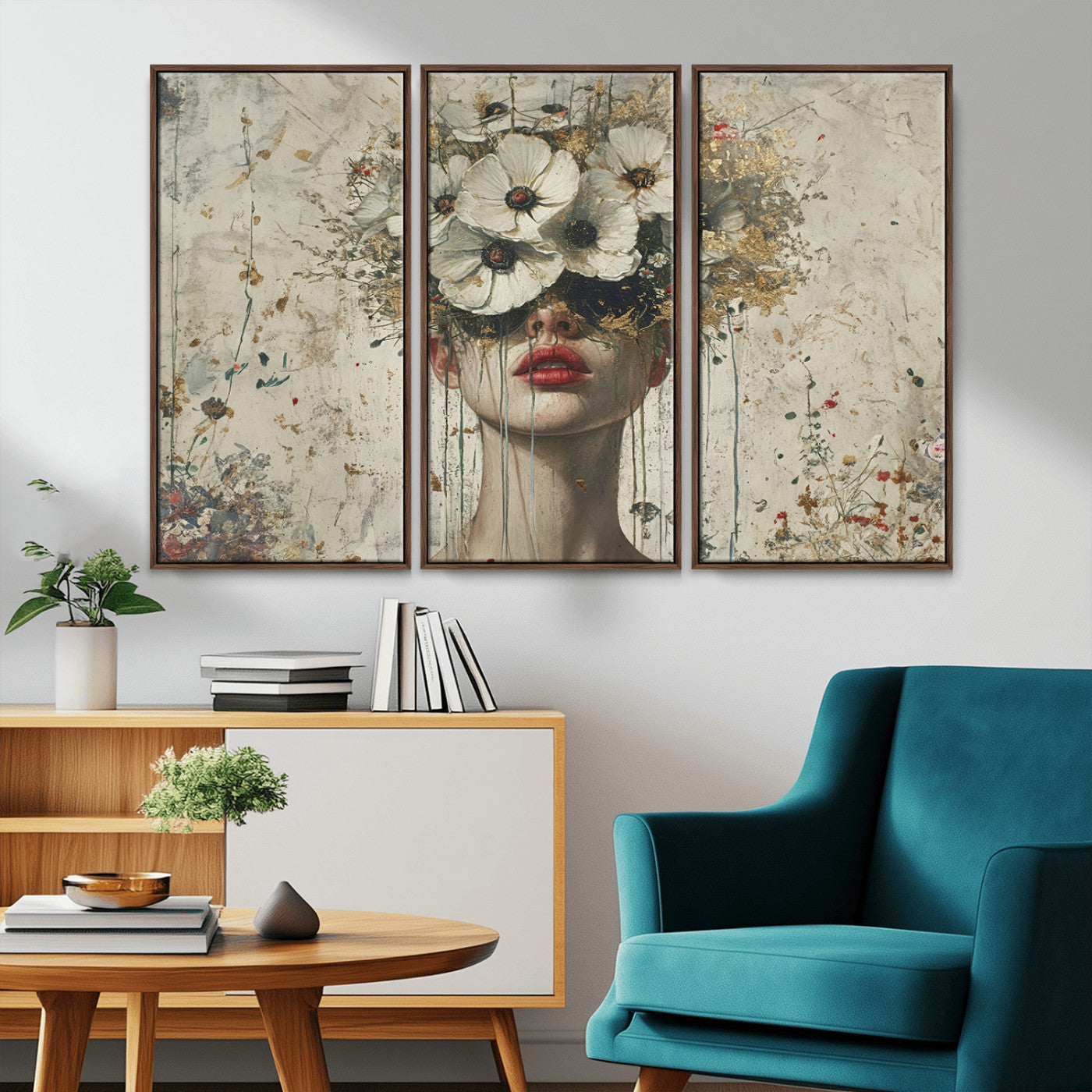MGV-FC-48X32-3P - Abstract Floral Women Patel Wall Art Canvas Print