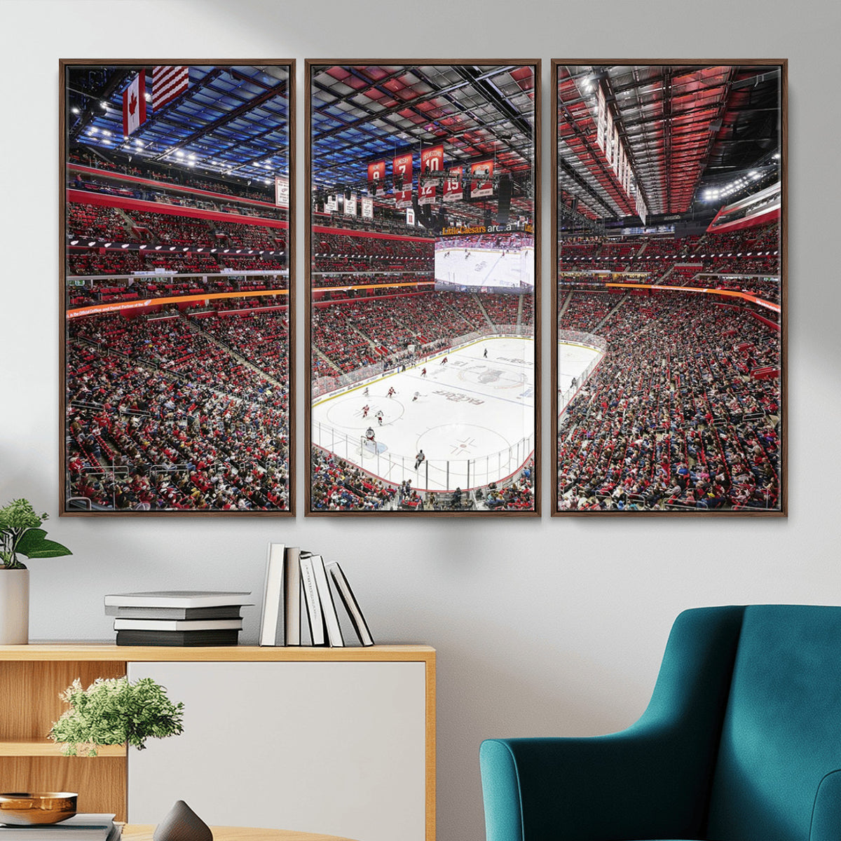 62263-MGV-CV-36X24 - Barton Malow Little Caesars Arena Detroit Wall Art Canvas Print - Detroit Hockey and Basketball