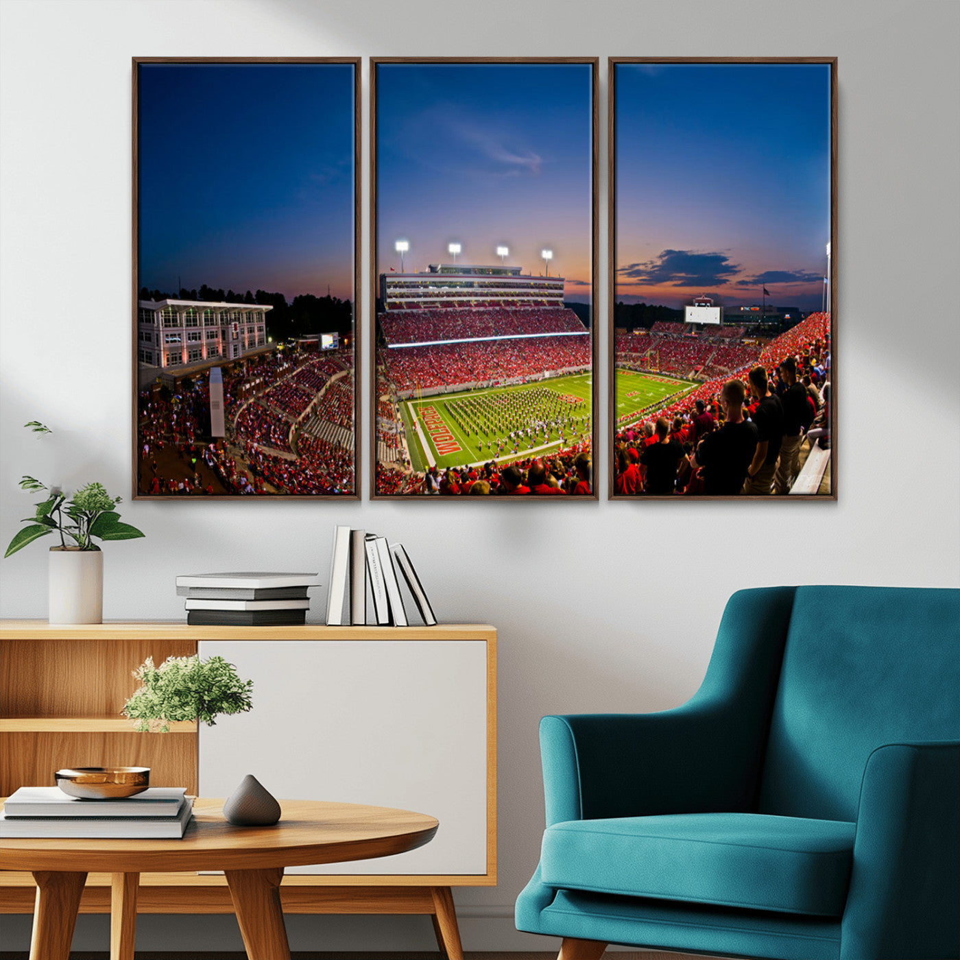 MGV-FC-48X32-3P - NC State Wolfpack Football Team Print - Raleigh Carter-Finley Stadium Wall Art Canvas Print