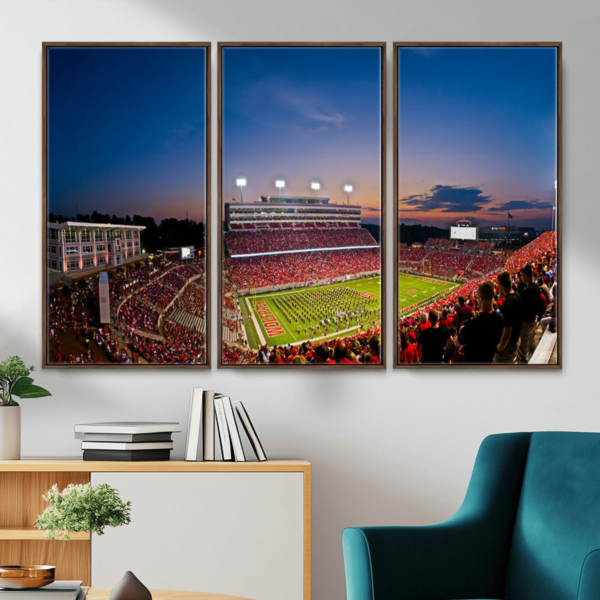 33313-MGV-CV-36X24 - NC State Wolfpack Football Team Print - Raleigh Carter-Finley Stadium Wall Art Canvas Print