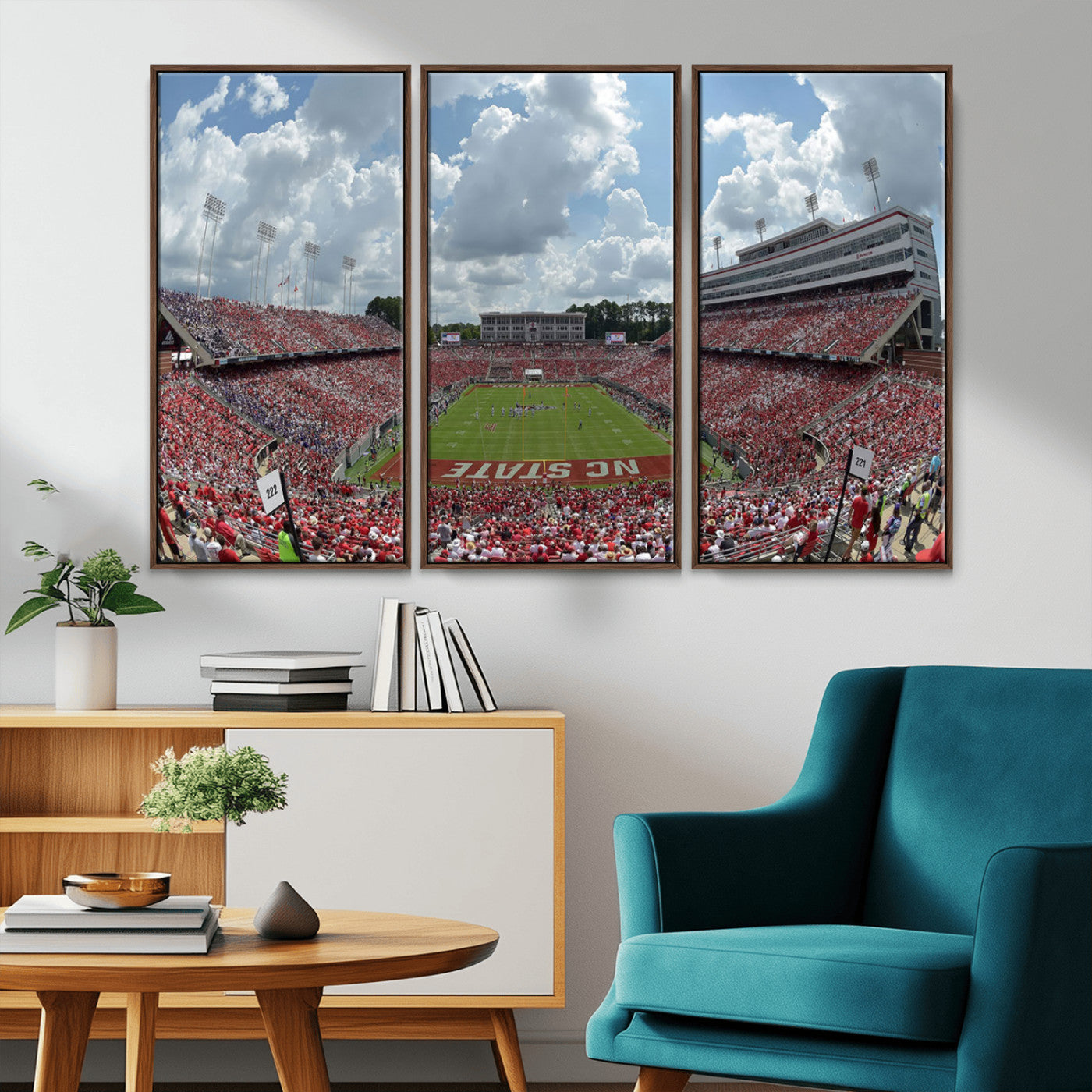 MGV-FC-48X32-3P - NC State Wolfpack Football Team Print Canvas- Raleigh Carter-Finley Stadium Wall Art Canvas Print