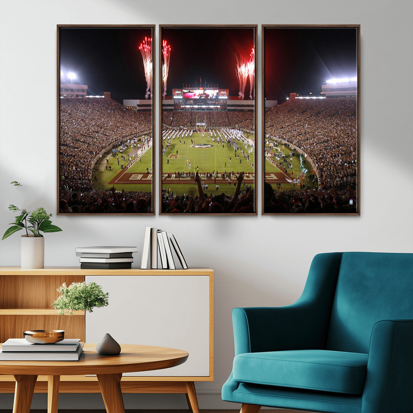 MGV-FC-48X32-3P - Framed Florida State Seminoles Football Team Print - Tallahassee Doak Campbell Stadium Wall Art