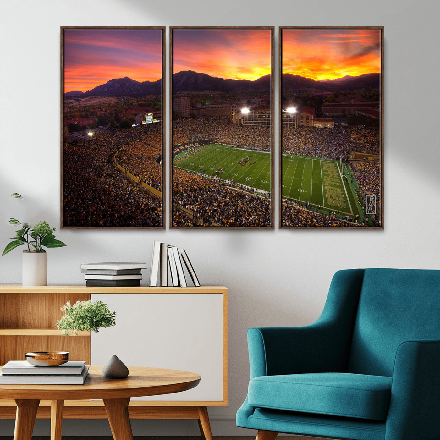 MGV-FC-48X32-3P - Colorado Buffaloes Football Team Print - Boulder Folsom Field Stadium Wall Art Canvas Print