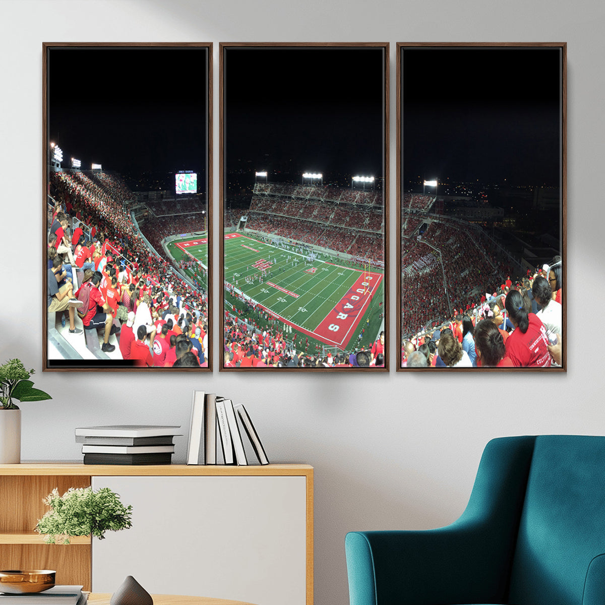 67036-MGV-CV-36X24 - Houston Cougars Football Team Print - Houston TDECU Stadium Wall Art Canvas Print