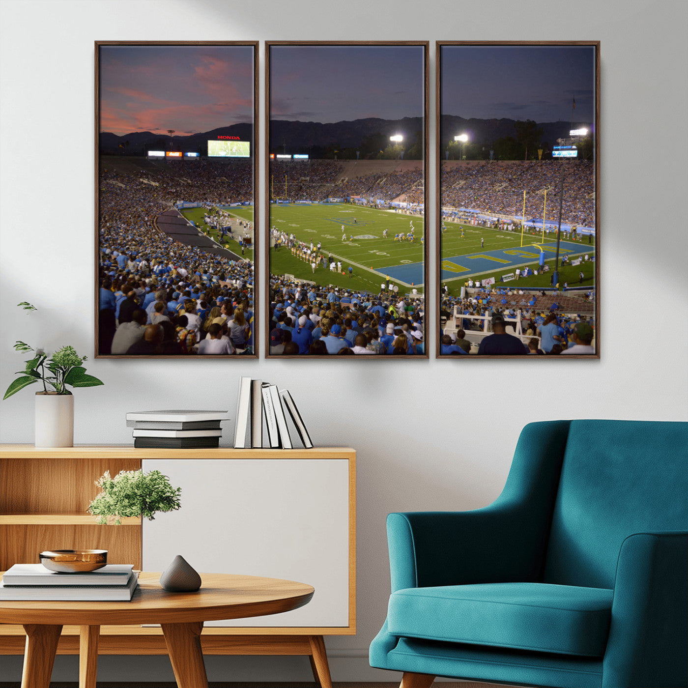 MGV-FC-48X32-3P - UCLA Bruins Football Team Print - Pasadena Rose Bowl Stadium Wall Art Canvas Print