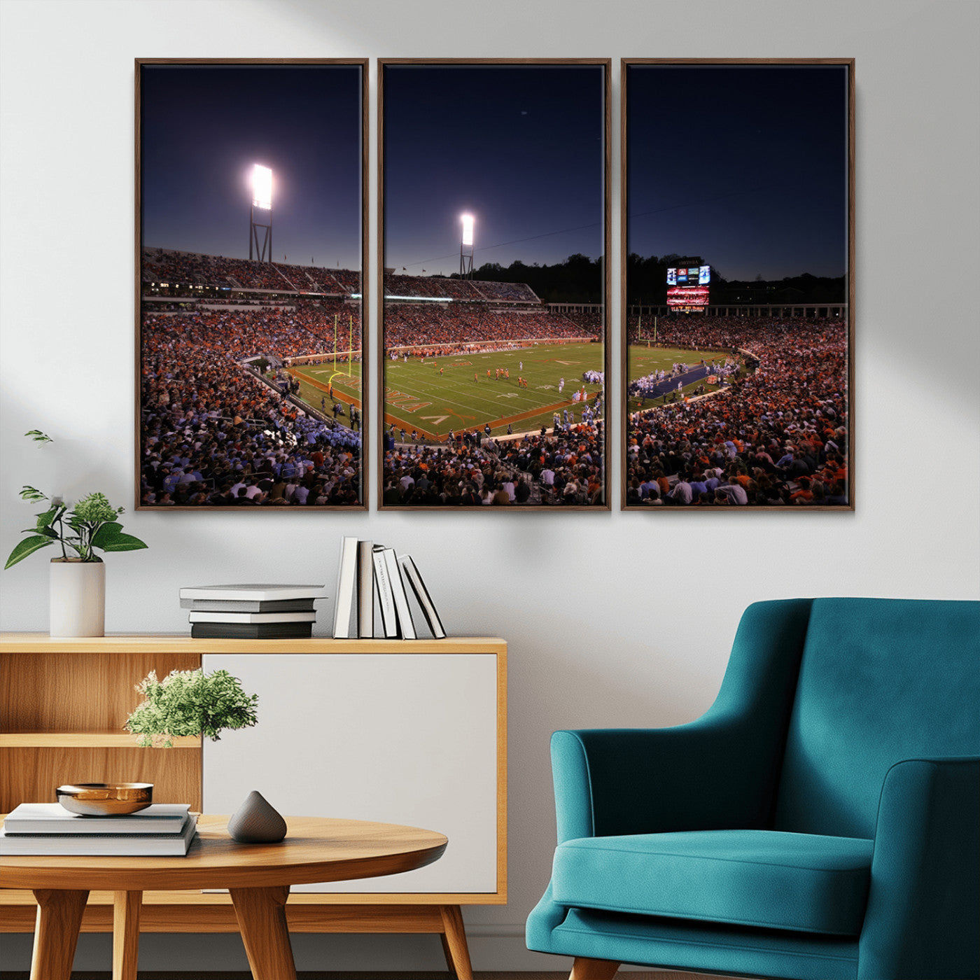 MGV-FC-48X32-3P - Virginia Cavaliers Football Team Print - Charlottesville Scott Stadium Canvas Print Wall Art