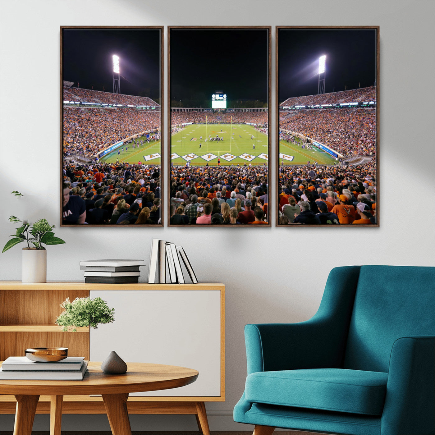 MGV-FC-48X32-3P - Virginia Cavaliers Football Team Print - Charlottesville Scott Stadium Wall Art Canvas Print