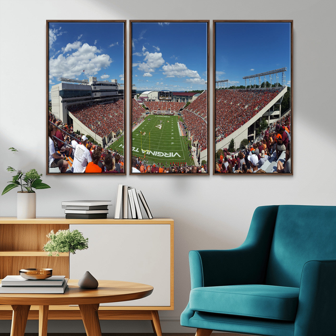 MGV-FC-48X32-3P - Virginia Tech Hokies Football Team Print - Blacksburg Lane Stadium Wall Art Canvas Print