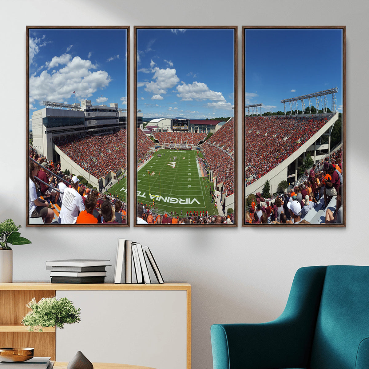 87769-MGV-CV-36X24 - Virginia Tech Hokies Football Team Print - Blacksburg Lane Stadium Wall Art Canvas Print