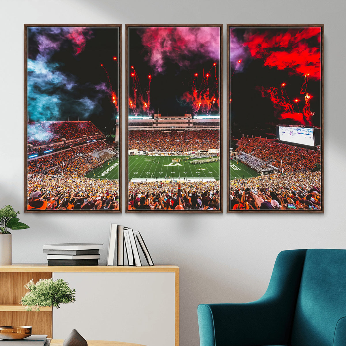 65761-MGV-CV-36X24 - Virginia Tech Hokies Football Team Print - Blacksburg Lane Stadium Wall Art Canvas Print