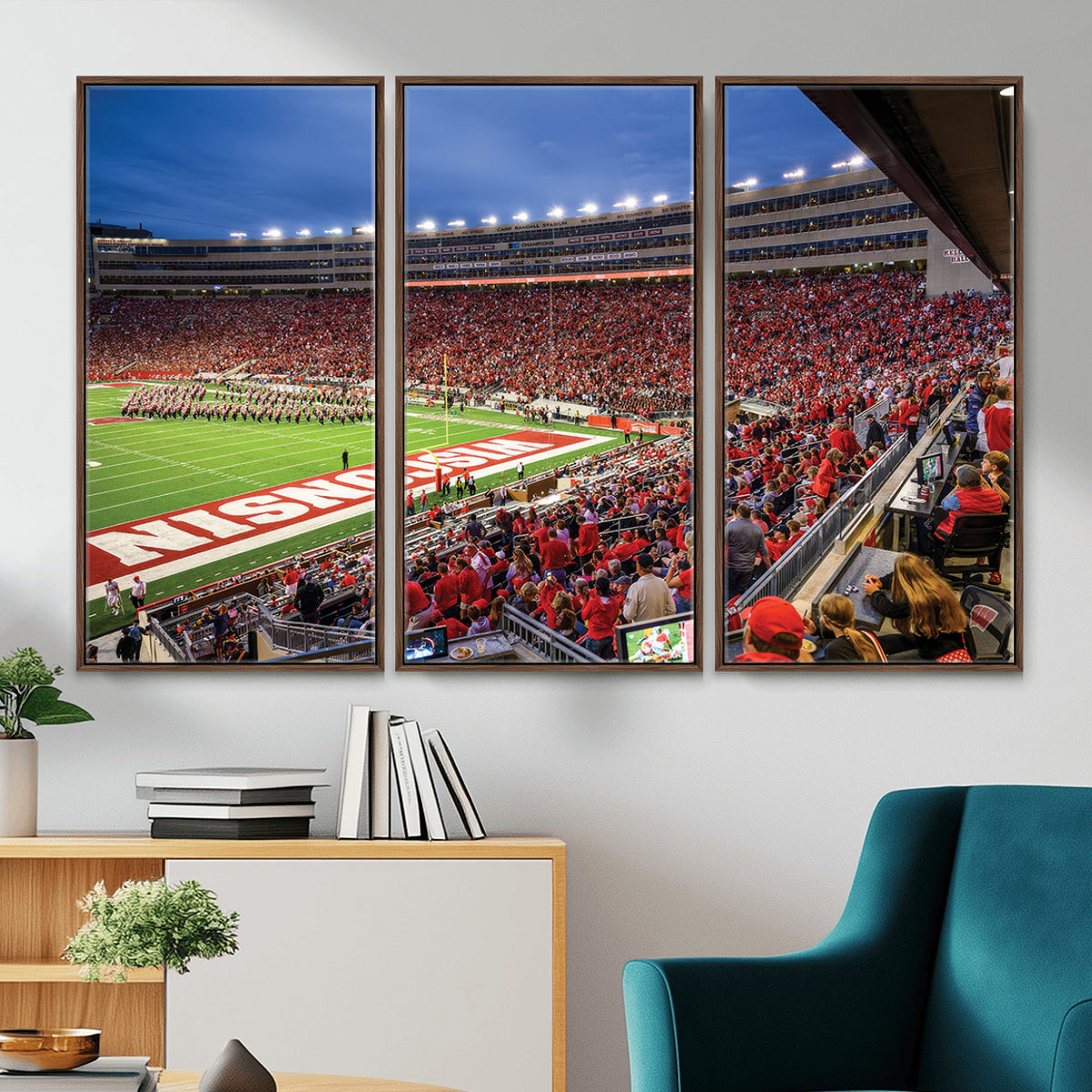 57601-MGV-CV-36X24 - Wisconsin Badgers Football Team Print - Madison Camp Randall Stadium Wall Art, Wisconsin Badgers