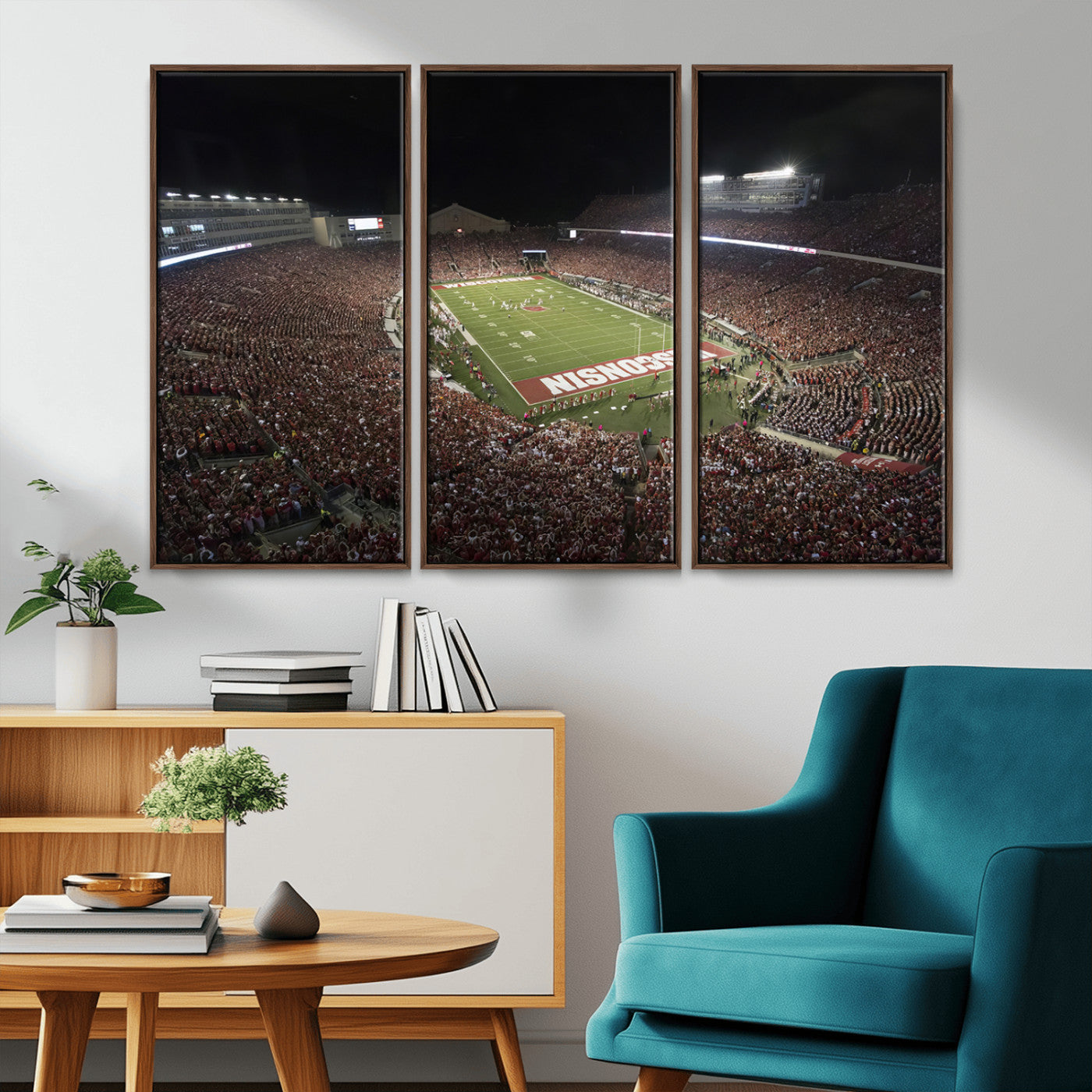 MGV-FC-48X32-3P - Wisconsin Badgers Football Team Print - Madison Camp Randall Stadium Wall Art Canvas Print