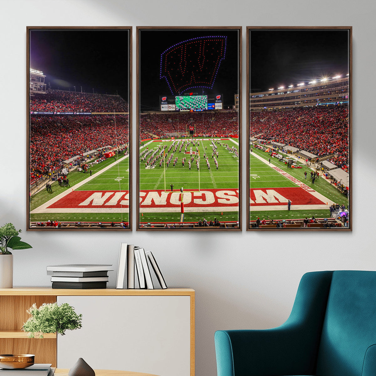34125-MGV-CV-36X24 - Wisconsin Badgers Football Team Print Canvas- Madison Camp Randall Stadium Wall Art Canvas Print