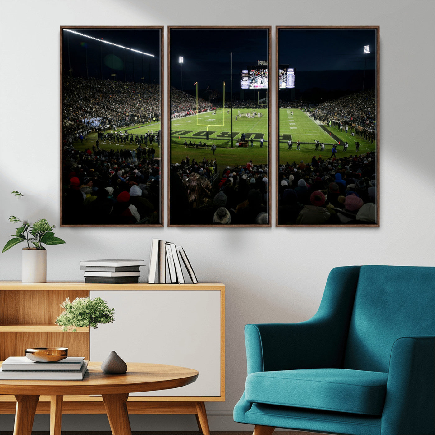MGV-FC-48X32-3P - Purdue Boilermakers Football Team Print - West Lafayette Ross–Ade Stadium Wall Art Canvas Print
