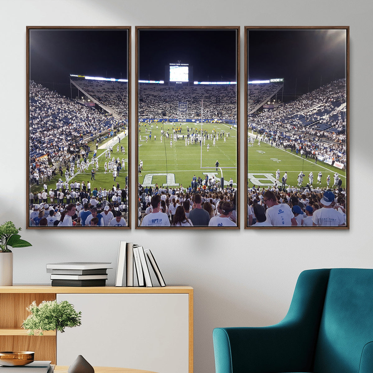65036-MGV-CV-36X24 - Brigham Young University Cougars Football Print Canvas - Provo LaVell Edwards Stadium Wall Art