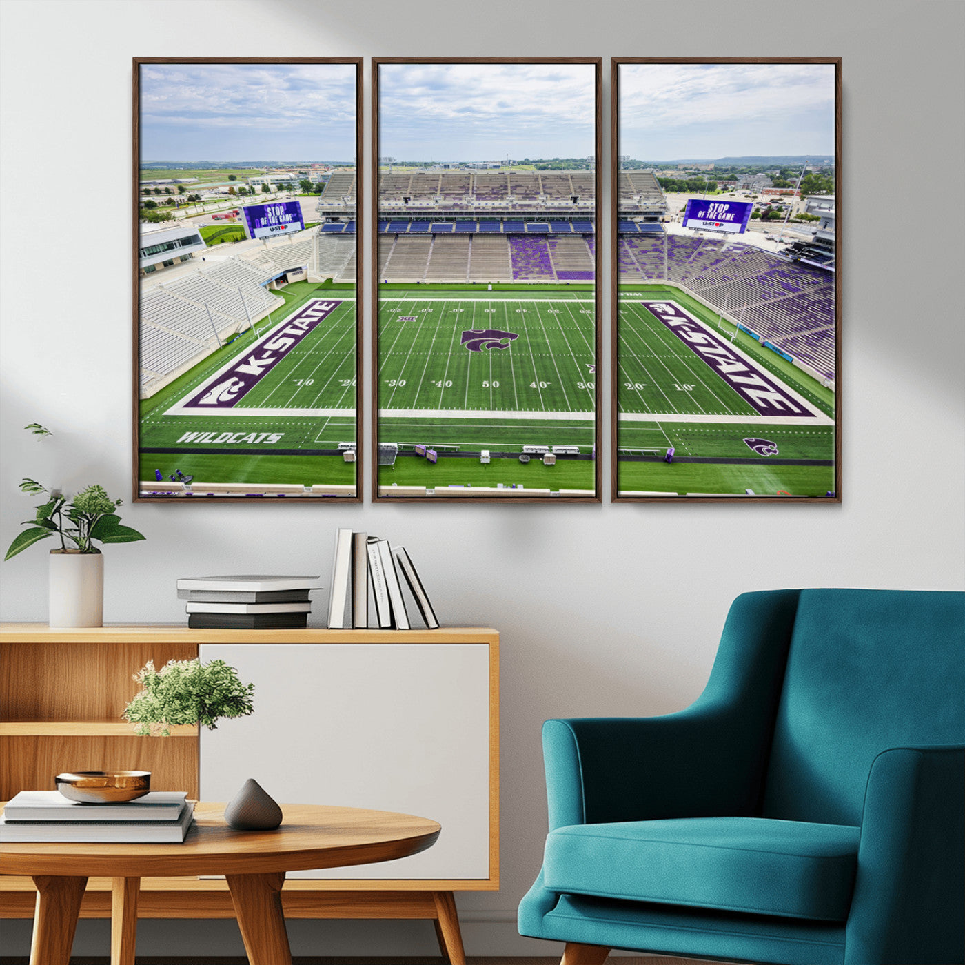 MGV-FC-48X32-3P - KState Wildcats Football Team Print - Manhattan Bill Snyder Family Football Stadium Wall Art Canvas